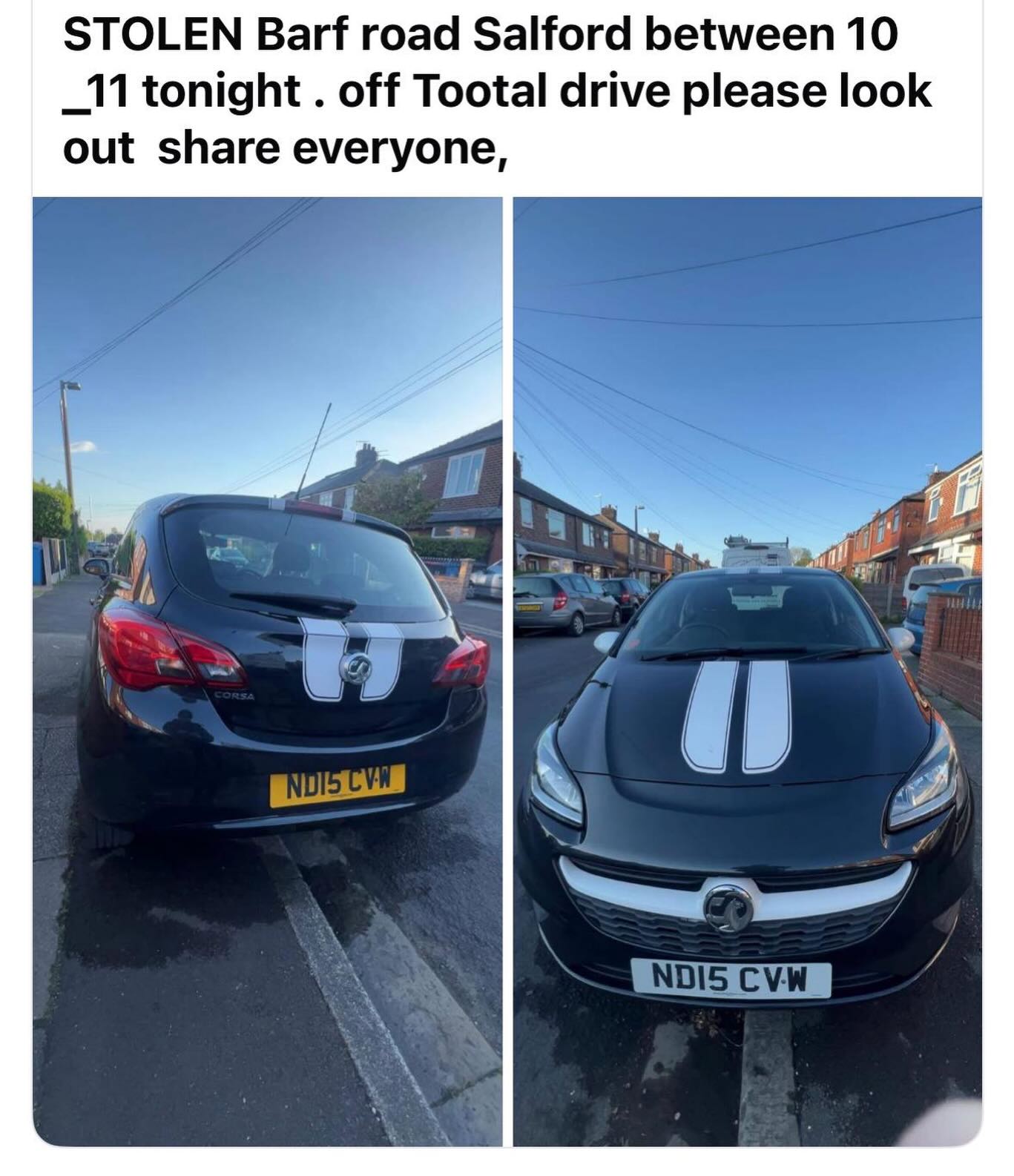 One of our lovely contractors had her car taken while looking after the cleaning for one of our properties, if you see it, please let us know.  Working late into the evening to ensure one of our tenants could move in today, and she had to walk home ☹️